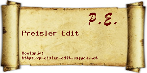Preisler Edit névjegykártya